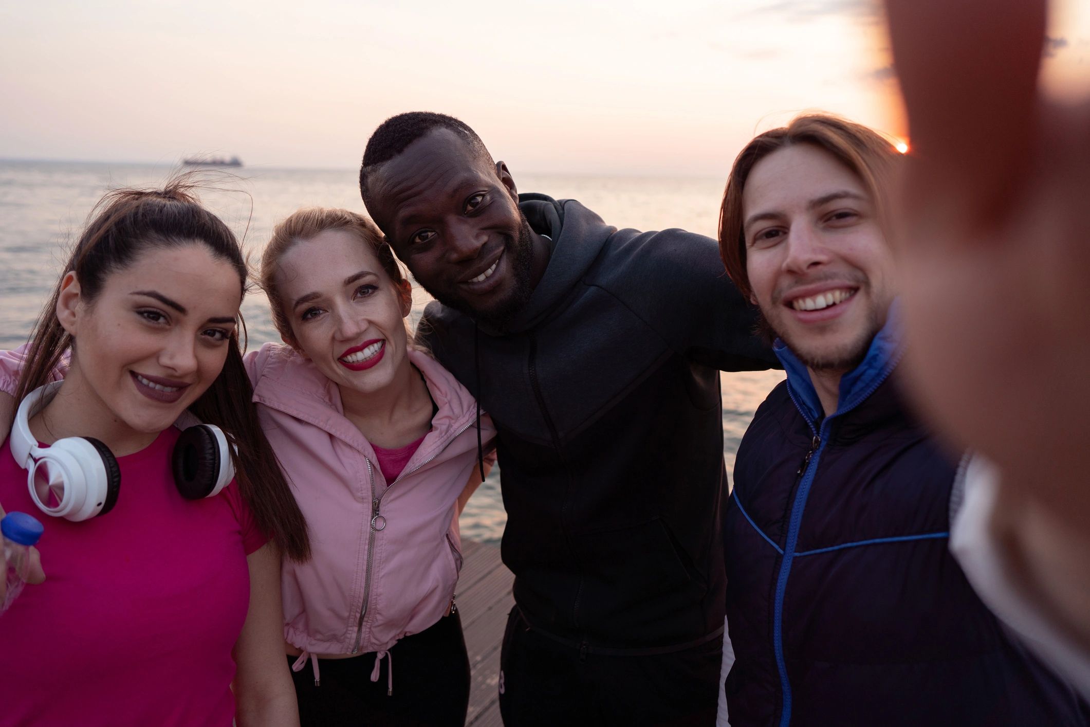 Friends taking a selfie after jogging