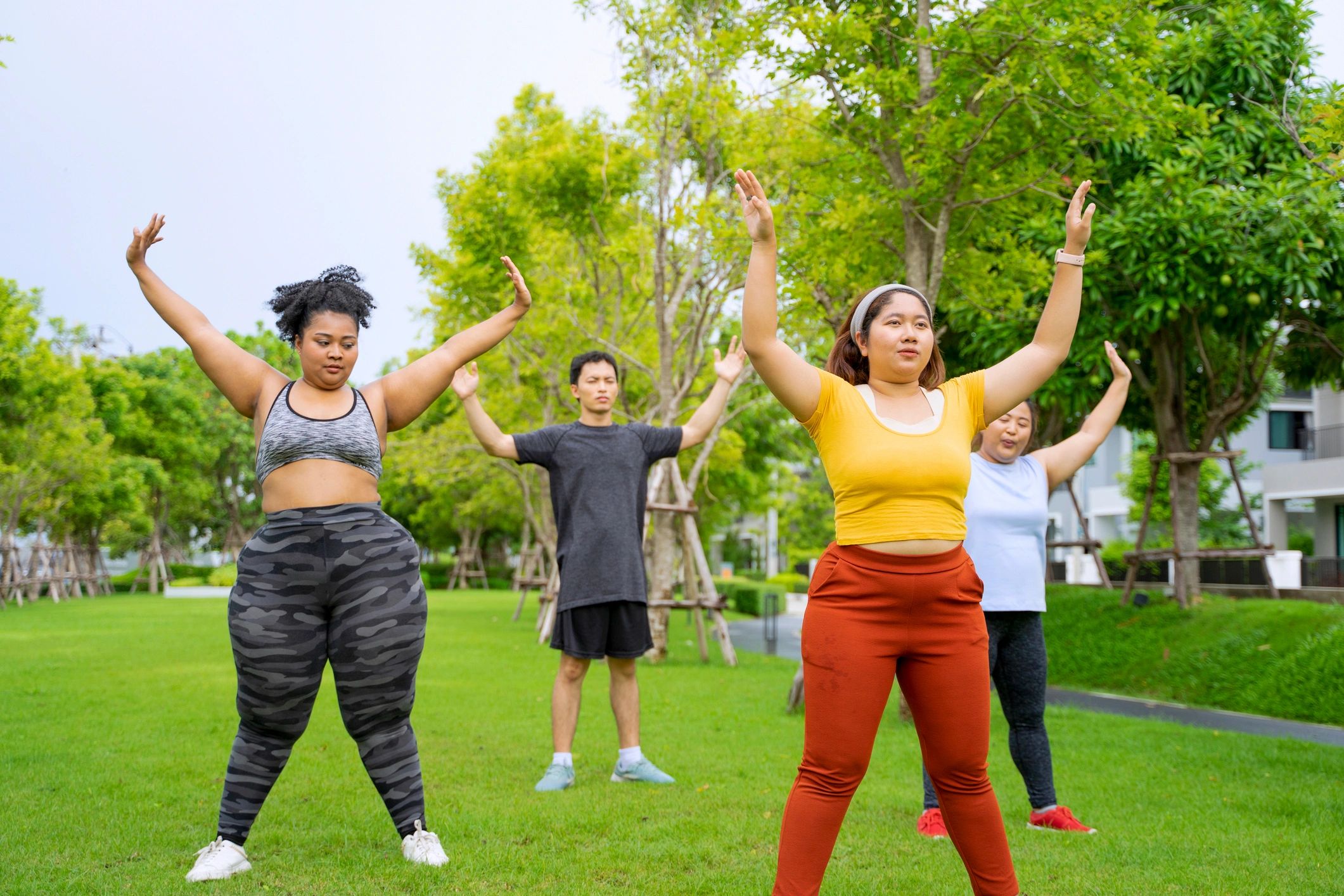 Community workout group outdoors